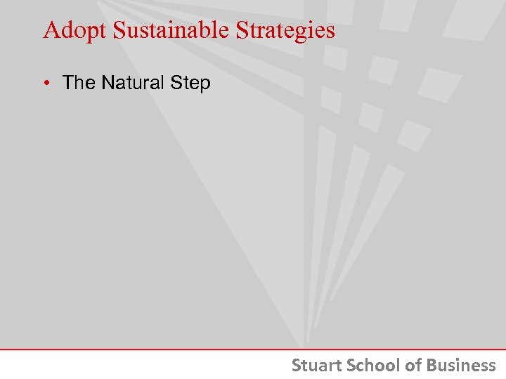 Adopt Sustainable Strategies • The Natural Step Stuart School of Business 