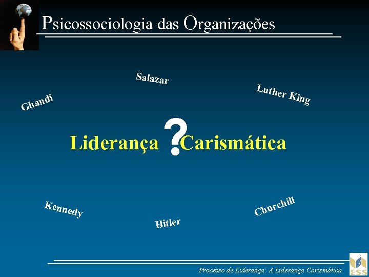 Psicossociologia das Organizações Salazar Gha Luth er Ki ndi Liderança Kenn edy ng Carismática