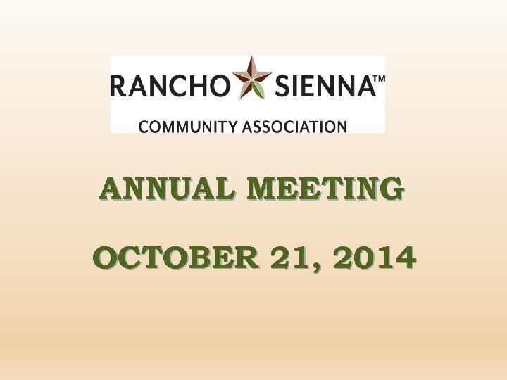ANNUAL MEETING OCTOBER 21, 2014 