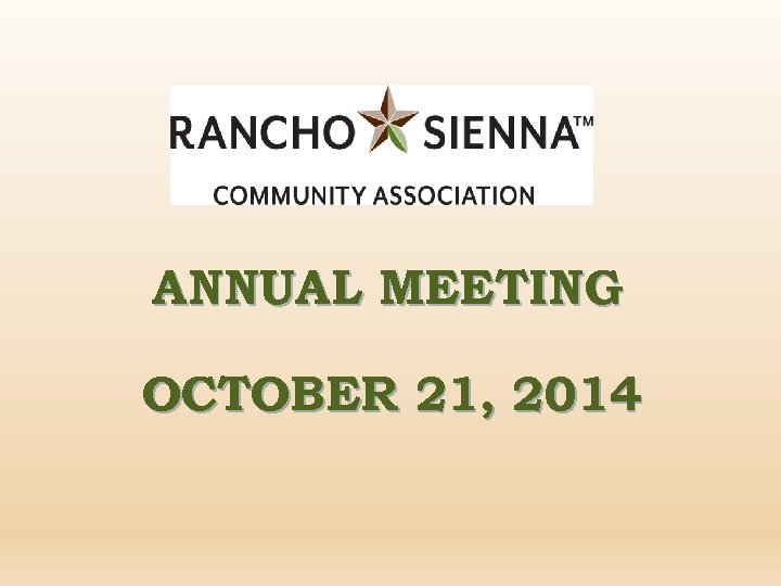 ANNUAL MEETING OCTOBER 21, 2014 