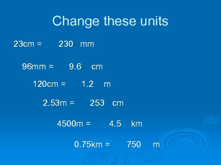 Change these units 23 cm = 230 mm 96 mm = 9. 6 120