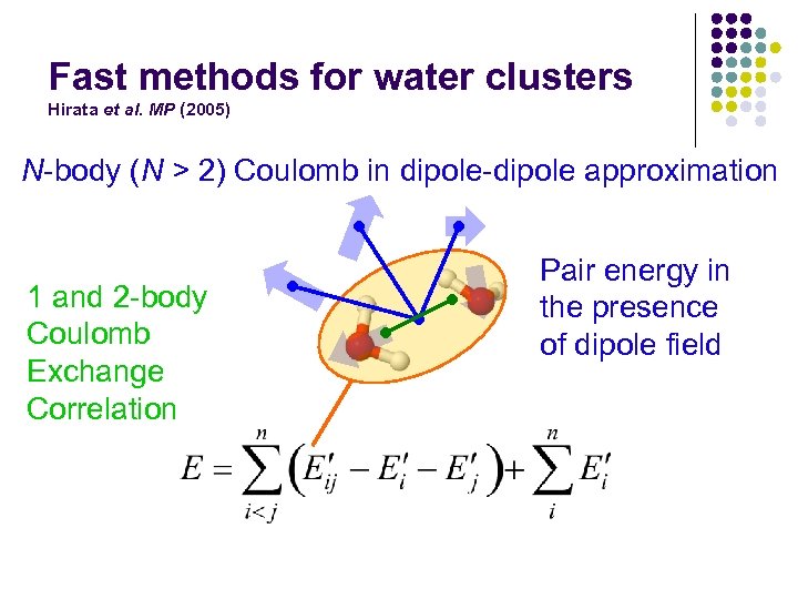 Fast methods for water clusters Hirata et al. MP (2005) N-body (N > 2)