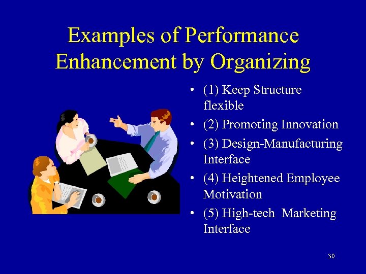Examples of Performance Enhancement by Organizing • (1) Keep Structure flexible • (2) Promoting