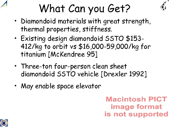 What Can you Get? • Diamondoid materials with great strength, thermal properties, stiffness. •