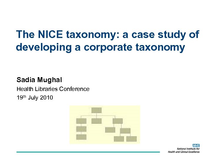 The NICE taxonomy: a case study of developing a corporate taxonomy Sadia Mughal Health