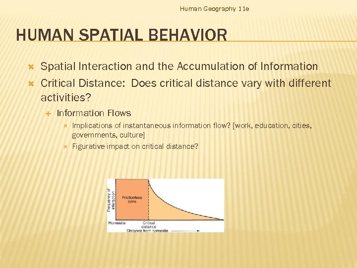 Human Geography 11 e HUMAN SPATIAL BEHAVIOR Spatial Interaction and the Accumulation of Information