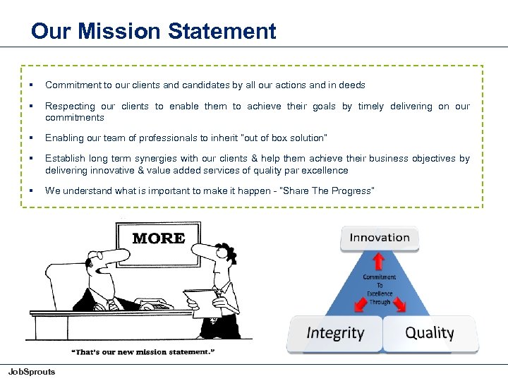 Our Mission Statement § Commitment to our clients and candidates by all our actions