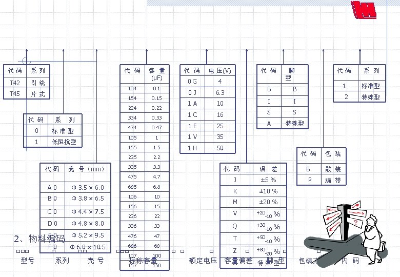 代 码 系 列 T 42 引 线 T 45 片 式 代 码