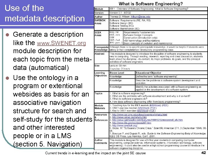 Use of the metadata description Generate a description like the www. SWENET. org module