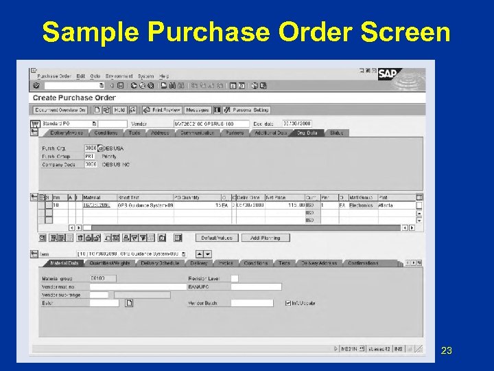 Sample Purchase Order Screen 23 