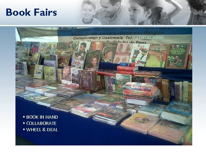 Book Fairs § BOOK IN HAND § COLLABORATE § WHEEL & DEAL 
