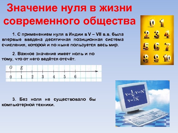 Значение нуля в жизни современного общества 1. С применением нуля в Индии в V