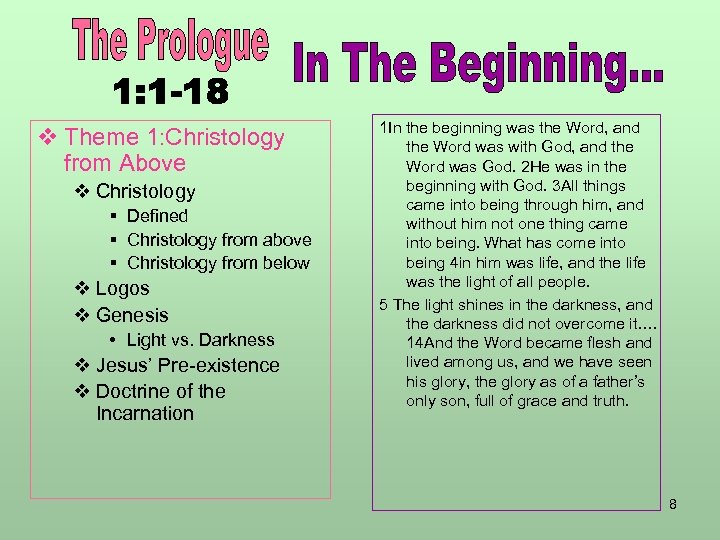 v Theme 1: Christology from Above v Christology § Defined § Christology from above