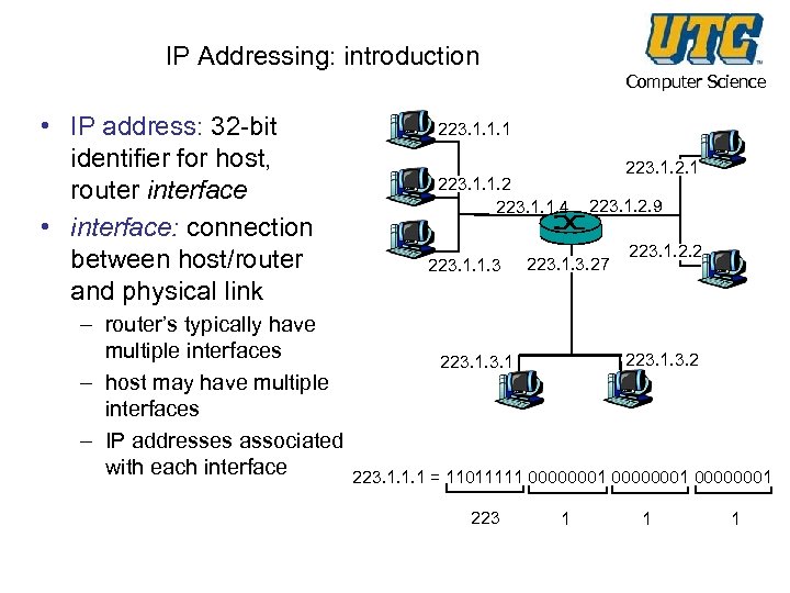 IP Addressing: introduction • IP address: 32 -bit identifier for host, router interface •