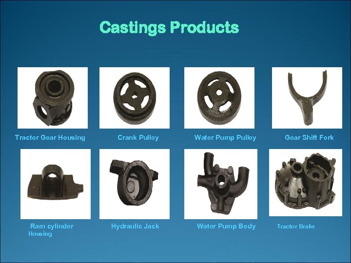 Castings Products Tractor Gear Housing Ram cylinder Housing Crank Pulley Water Pump Pulley Hydraulic