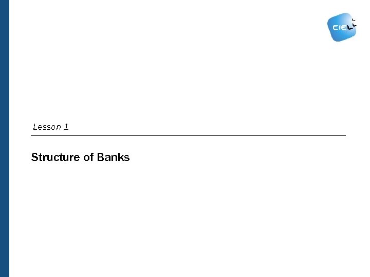 Lesson 1 Structure of Banks 
