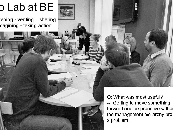 o Lab at BE tening - venting – sharing magining - taking action www.
