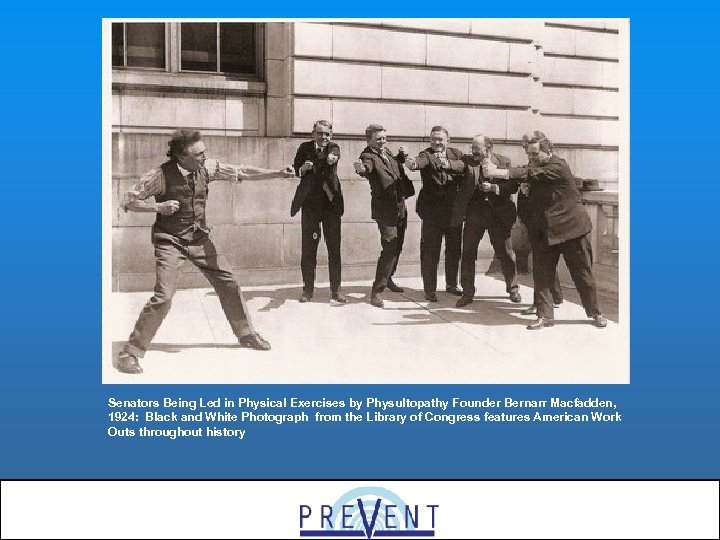 Senators Being Led in Physical Exercises by Physultopathy Founder Bernarr Macfadden, 1924: Black and