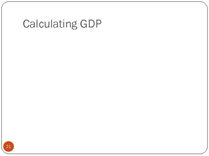 Calculating GDP 21 