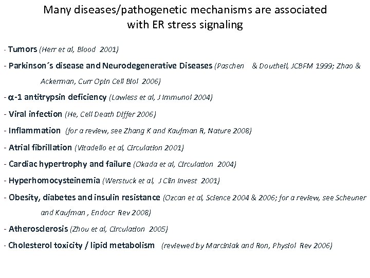 Many diseases/pathogenetic mechanisms are associated with ER stress signaling - Tumors (Herr et al,