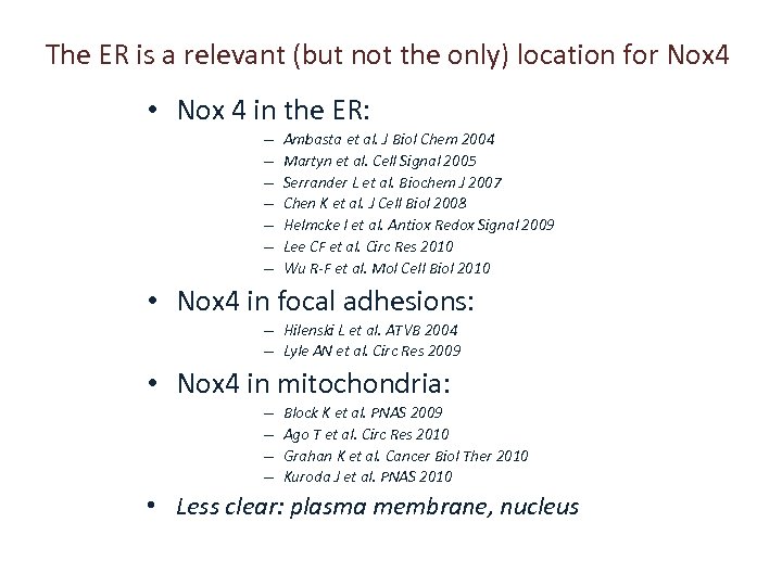 The ER is a relevant (but not the only) location for Nox 4 •