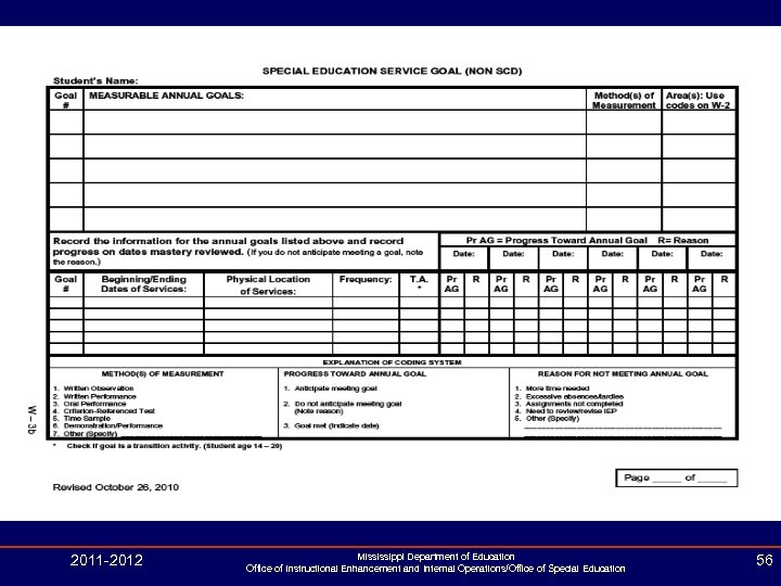 2011 -2012 Mississippi Department of Education Office of Instructional Enhancement and Internal Operations/Office of