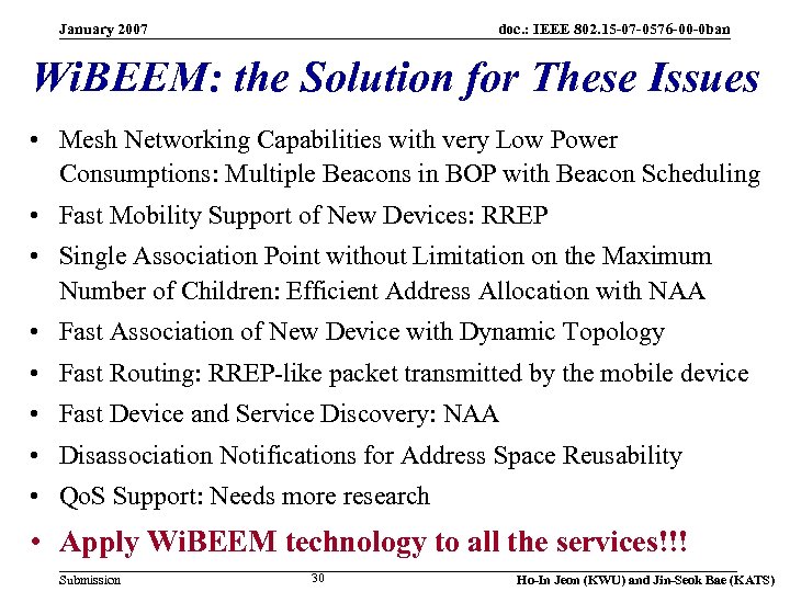 January 2007 doc. : IEEE 802. 15 -07 -0576 -00 -0 ban Wi. BEEM: