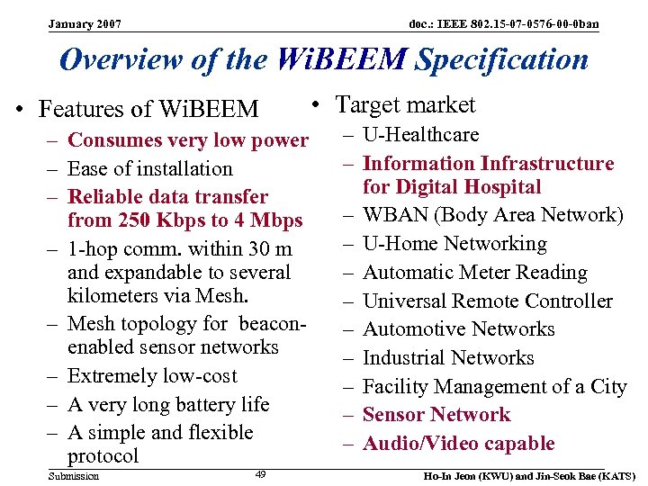 January 2007 doc. : IEEE 802. 15 -07 -0576 -00 -0 ban Overview of