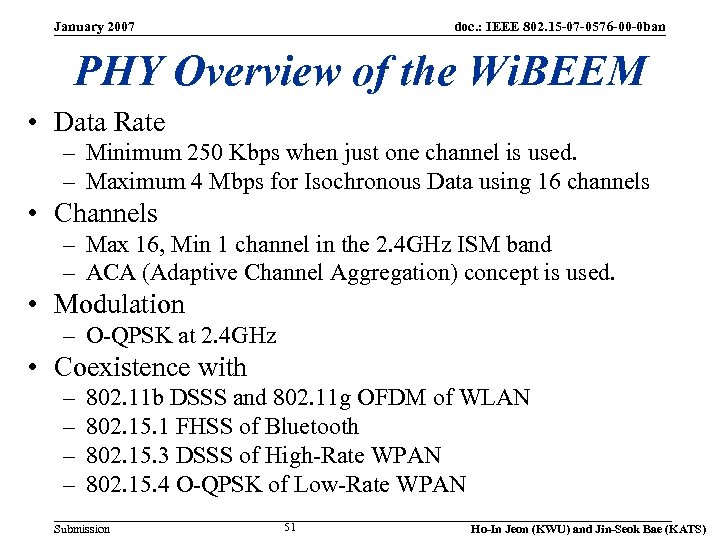 January 2007 doc. : IEEE 802. 15 -07 -0576 -00 -0 ban PHY Overview