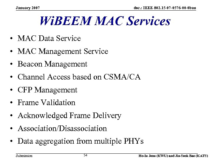 January 2007 doc. : IEEE 802. 15 -07 -0576 -00 -0 ban Wi. BEEM