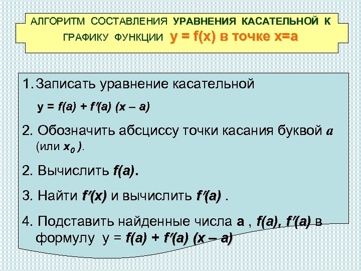 Составить уравнение касательной к графику функции