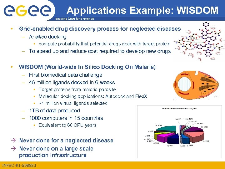 Applications Example: WISDOM Enabling Grids for E-scienc. E • Grid-enabled drug discovery process for