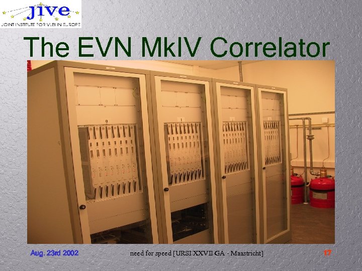 The EVN Mk. IV Correlator Aug. 23 rd 2002 need for speed [URSI XXVII