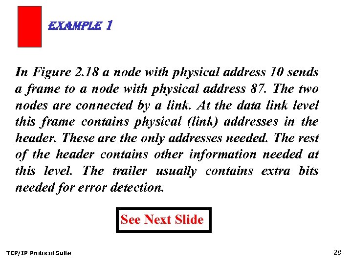 example 1 In Figure 2. 18 a node with physical address 10 sends a