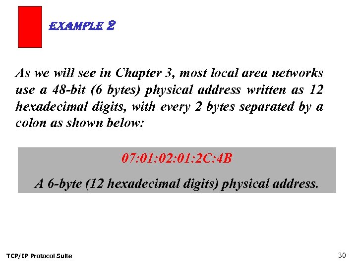 example 2 As we will see in Chapter 3, most local area networks use