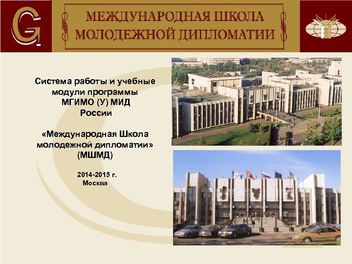 Система работы и учебные модули программы МГИМО (У) МИД России «Международная Школа молодежной дипломатии»