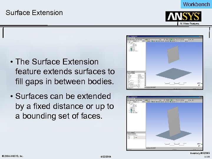 Workbench Surface Extension 8. 1 New Features • The Surface Extension feature extends surfaces