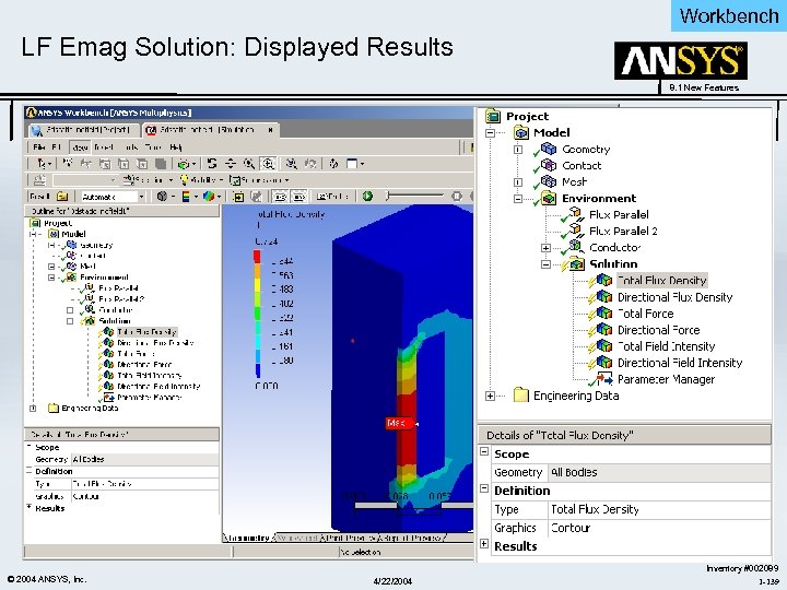 Workbench LF Emag Solution: Displayed Results 8. 1 New Features © 2004 ANSYS, Inc.
