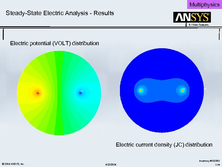 Multiphysics Steady-State Electric Analysis - Results 8. 1 New Features Electric potential (VOLT) distribution