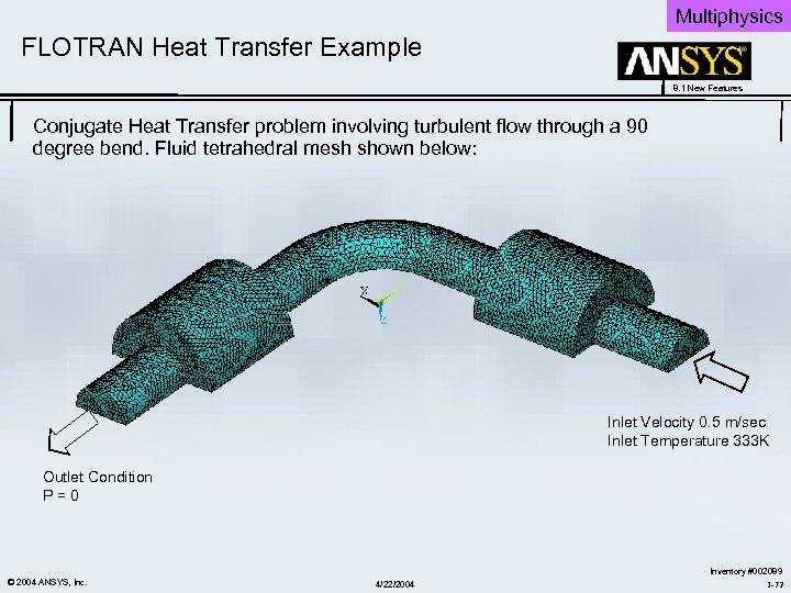 Multiphysics FLOTRAN Heat Transfer Example 8. 1 New Features Conjugate Heat Transfer problem involving