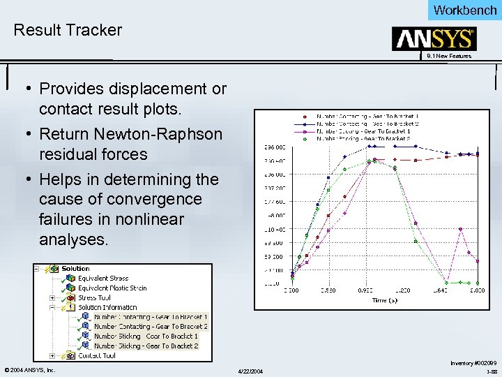 Workbench Result Tracker 8. 1 New Features • Provides displacement or contact result plots.