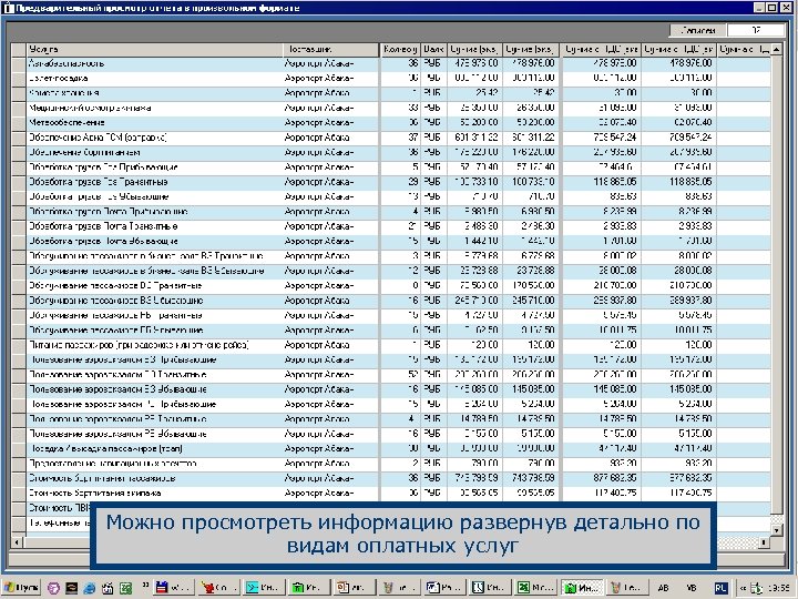 Можно просмотреть информацию развернув детально по видам оплатных услуг 
