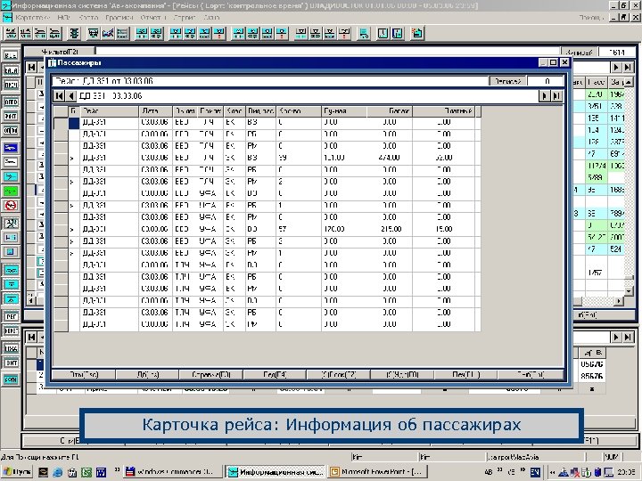 Карточка рейса: Информация об пассажирах 