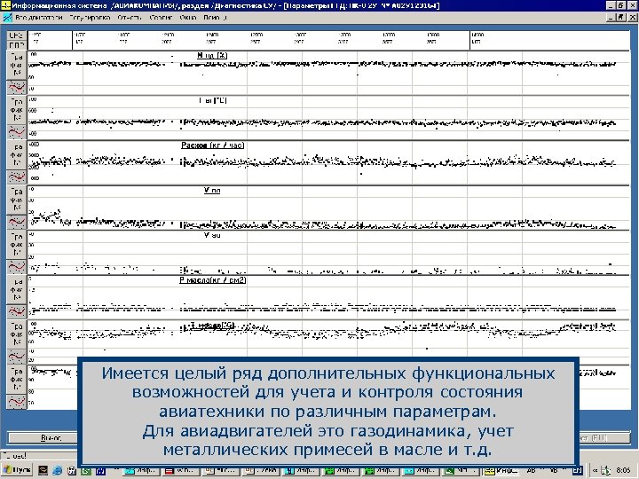 Имеется целый ряд дополнительных функциональных возможностей для учета и контроля состояния авиатехники по различным