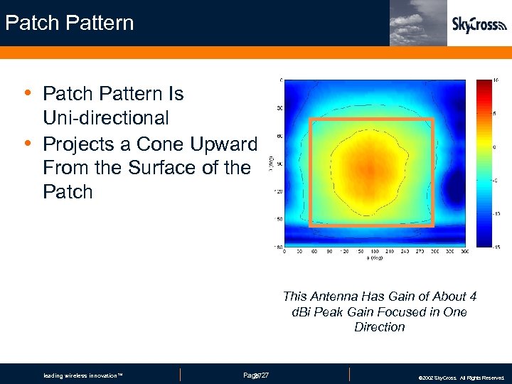 Patch Pattern • Patch Pattern Is Uni-directional • Projects a Cone Upward From the