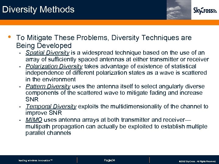 Diversity Methods • To Mitigate These Problems, Diversity Techniques are Being Developed - Spatial