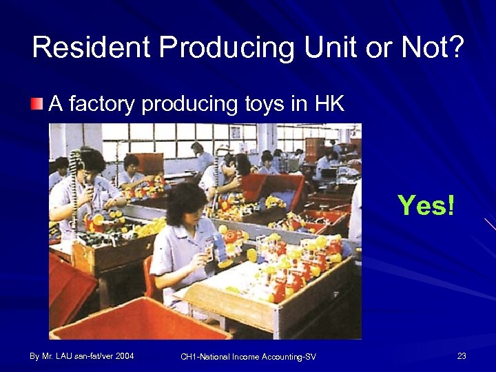 Resident Producing Unit or Not? A factory producing toys in HK Yes! By Mr.