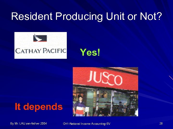 Resident Producing Unit or Not? Yes! It depends By Mr. LAU san-fat/ver 2004 CH