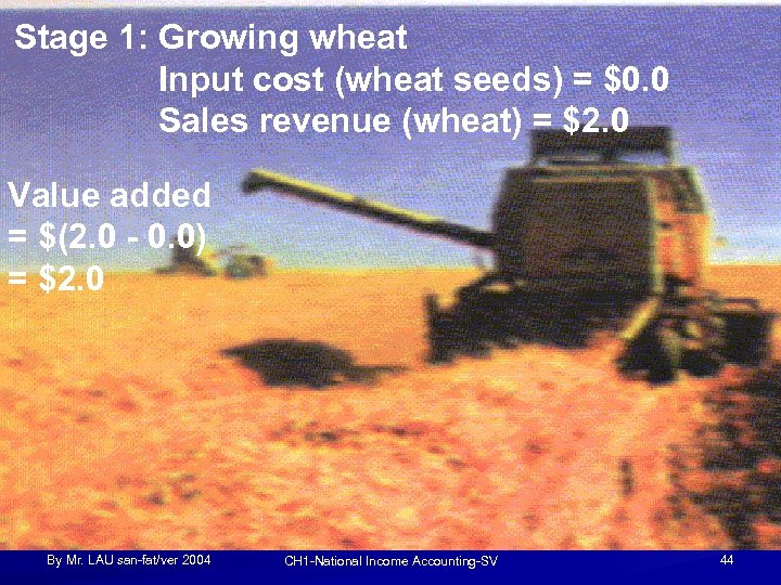 Stage 1: Growing wheat Input cost (wheat seeds) = $0. 0 Sales revenue (wheat)