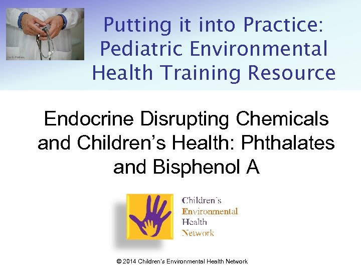 Alex E. Proimos Putting it into Practice: Pediatric Environmental Health Training Resource Endocrine Disrupting